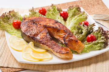 Baked steak trout