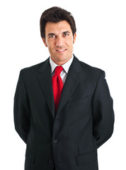 Smiling businessman isolated on white