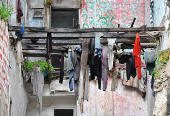 hanging clothes.