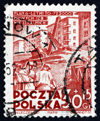 Postage stamp Poland 1952 Apartment House Construction