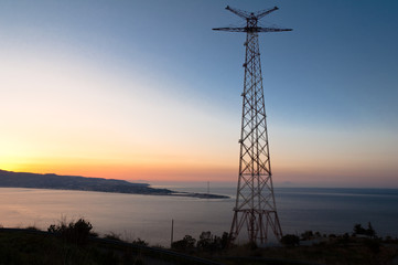 The Strait of Messina and the pylons.