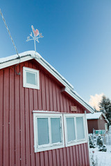 Cabin winter frost twilight
