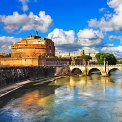 Foto op Canvas beautiful view with castle st. Angelo. Rome © Freesurf
