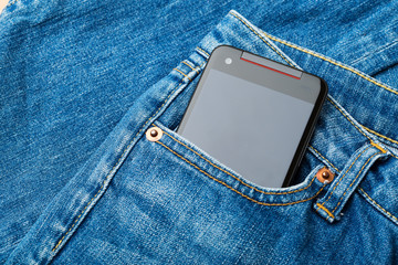 Blue jean pocket with mobile