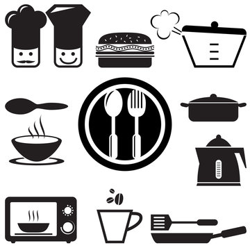 set of kitchen icons for web, vector format