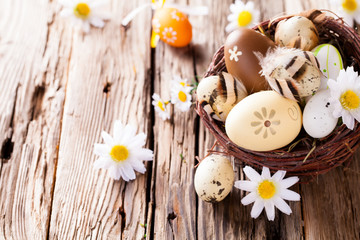 Easter eggs on wood