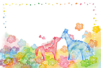 馬と梅のフレーム