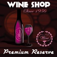 bottles and glasses for wine shop