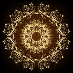 Decorative  frame with vintage round patterns on white