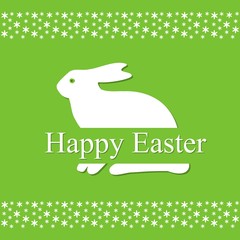 Cute Easter spring card with hare and flowers, vector