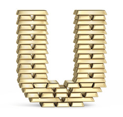 Letter U from gold bars © iuneWind