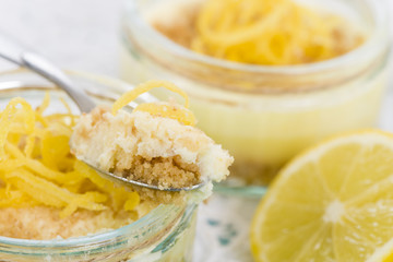 Lemon Cheesecake - Individual lemon cheesecakes in glass bowls