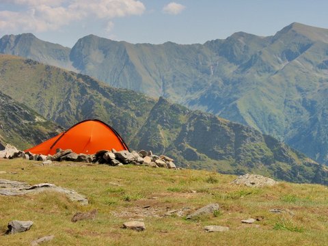 Alpine tent in the top of the mountains