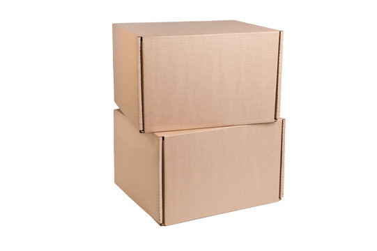 Stack of cardboard boxes isolated on white