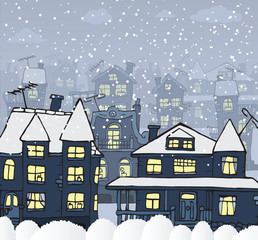 Obraz na płótnie Canvas City in the night (Winter)