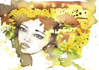 fabulous illustration of an abstract portrait of a girl.