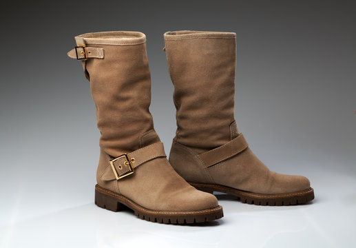 beige suede fashionable winter boots