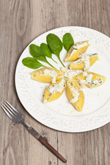 Jumbo Shells pasta staffed with ricotta cheese and spinach