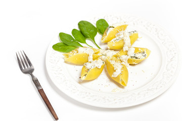 Jumbo Shells pasta staffed with ricotta cheese and spinach