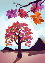 pink decorative tree illustration