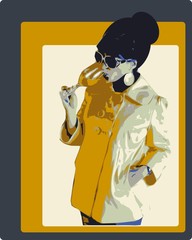 illustration of a young girl in the style of the sixties