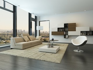 Contemporary modern living room interior - obrazy, fototapety, plakaty
