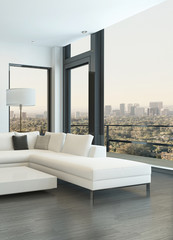 Luxury white living room interior with modern furniture