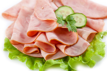 boiled pork sausages slices