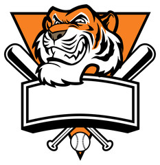mascot of tiger head  base ball