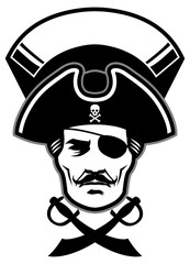 pirate captain head mascot