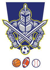 titan mascot with various sport ball