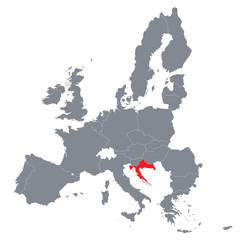 map of European Union with the indication of Croatia