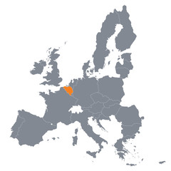 map of European Union with the indication of Belgium