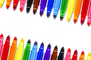 Colored markers isolated on white background