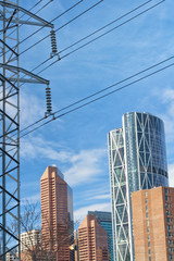 Obraz premium Calgary Framed by Power Lines