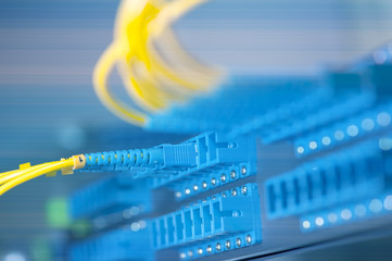 Technology center with fiber optic equipment
