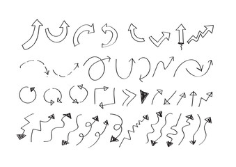 arrows icons set by hand drawing idea