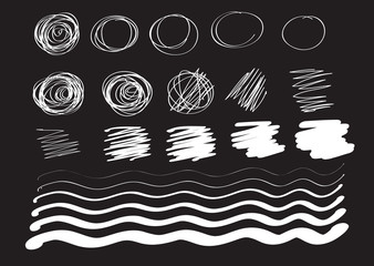 Set of vector hand drawn ink strokes Abstract brushes lines