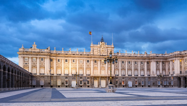 Evening view of  Royal Palace of Madrid