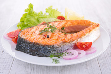 grilled steak salmon