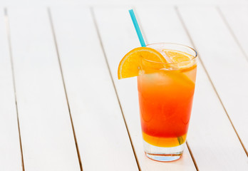 Refreshing glass of natural orange juice