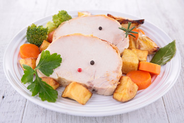 roast pork and vegetables