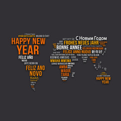 World map Happy New Year