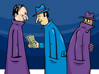 crime or corruption cartoon illustration
