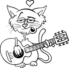 cat in love cartoon coloring page
