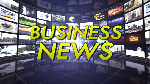 Business News Text in Monitors Room, Loop