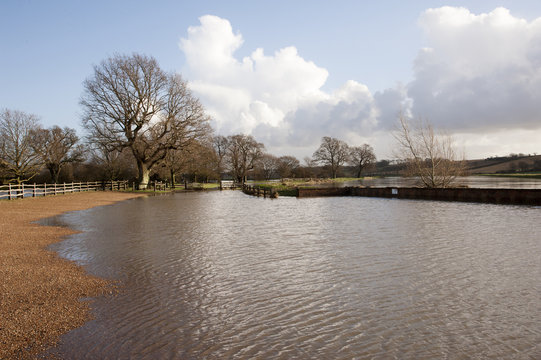River Rother on East Sussex and Kent borders in flood situation