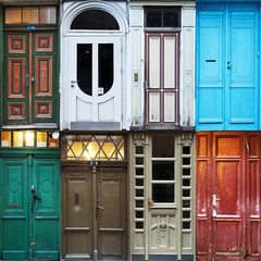 Collage von alten Haustüren in Riga