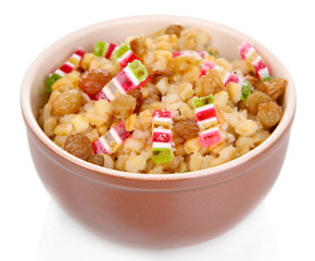 Bowl with kutia -  traditional Christmas sweet meal in Ukraine,