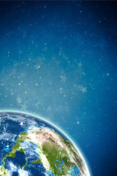 Fototapeta Earth with stars. Elements of this image furnished by NASA